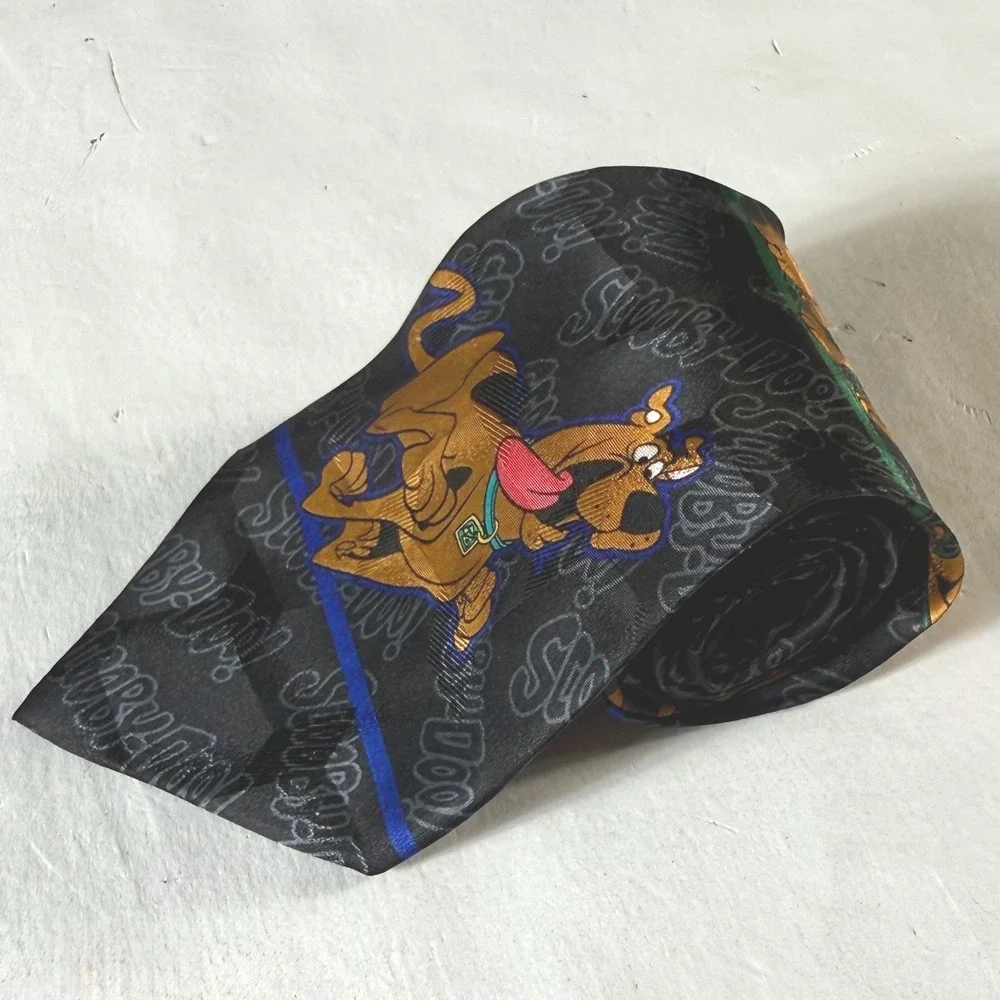 Scooby-Doo Wear Necktie Mens Black 1998 Vintage 100% Silk Cartoon Network‎